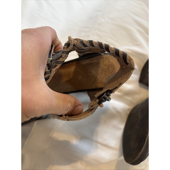 Farylrobin Loki Full Leather Chunky Heel‎ Sandal Womens Size 7.5 Gray Black - Picture 9 of 11